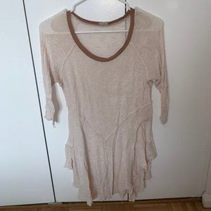 FREE PEOPLE INTIMATES BEIGE QUARTER SLEEVE